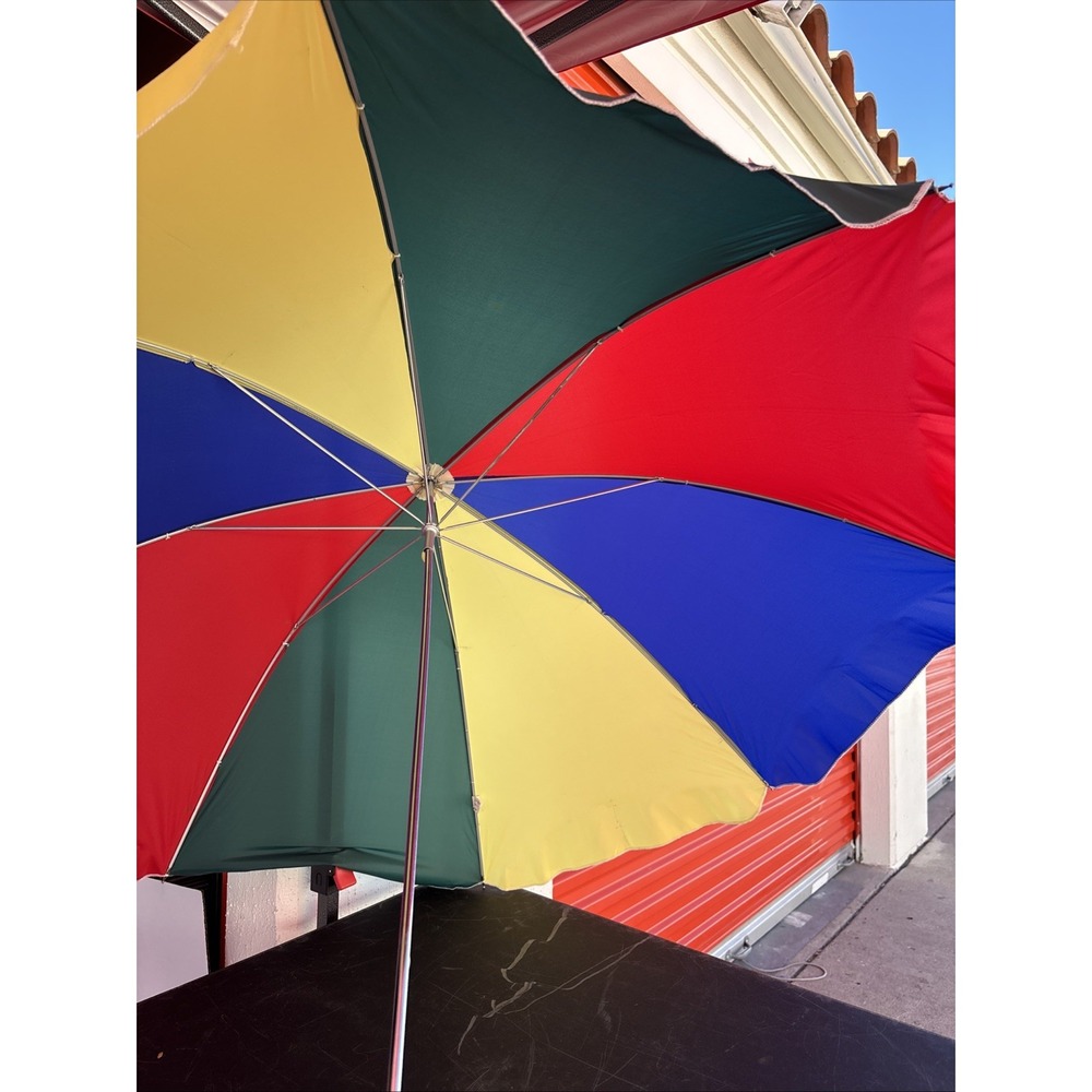 Vtg Umbrella Beach Chair Table Metal Clamp 40inch